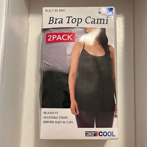 NEW 32 Degrees Bra Top Cami 2 PACK Blk & Lilac LG